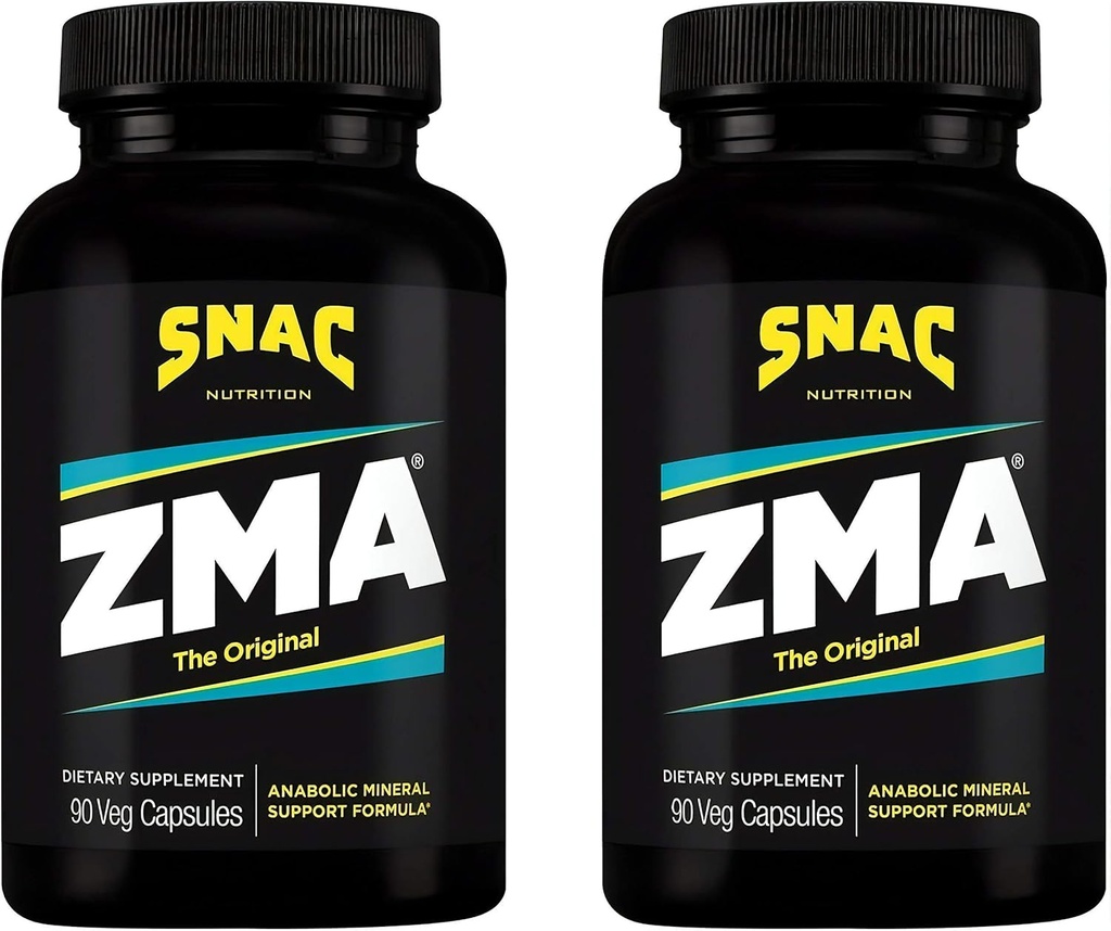 SNAC ZMA The Original Recovery & Sleep Supplement, Promotes Muscle Recovery, Immune Support & Restorative Sleep with Zinc, Magnesium & Vitamin B6, 180 Veggie Capsules (2 Pack of 90 Count)