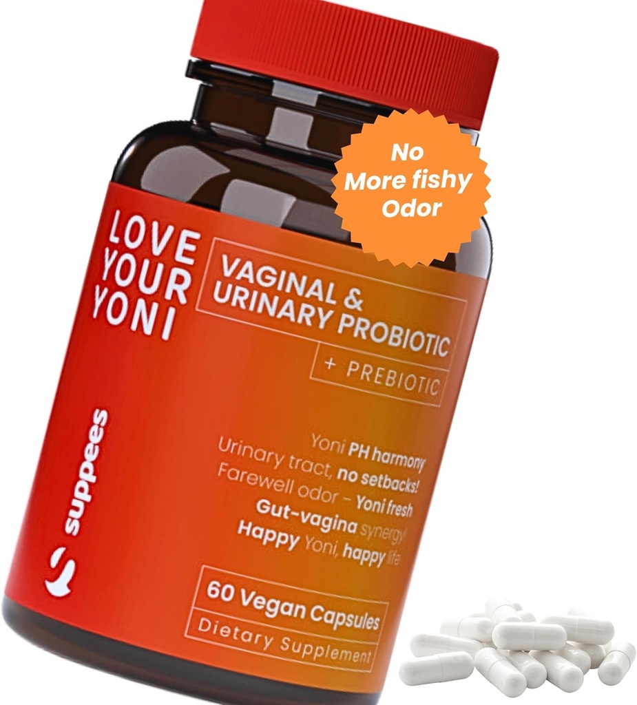 Vaginal Probiotics & Prebiotics for Women - Support Vaginal Health & pH Balance - Women's Probiotic for Bacterial Vaginosis - Female & Vaginal Care - 60 Capsules