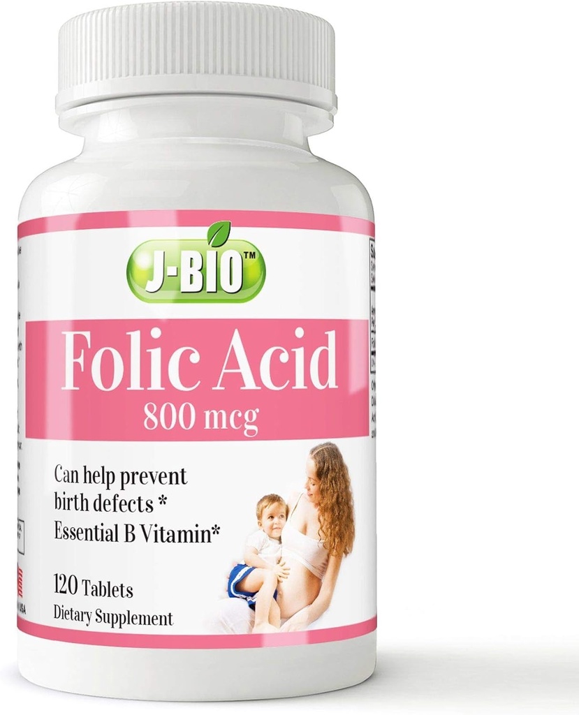 J-Bio Folic Acid 800mcg (120 Tablets) Daily Health Regimen " Prenatal Care for Women