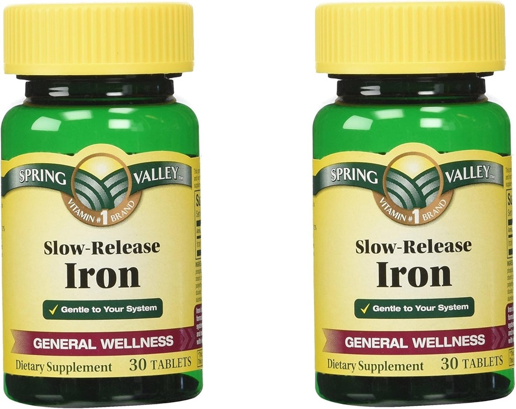 Spring Valley Slow Release Iron, 30 Tablets (2 Pack)