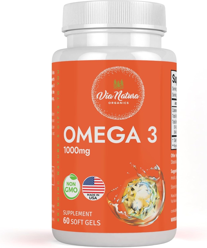 Omega 3  1000mg ← Fish Oil TENIDO Ácidos grasos TENIDO EPA &amp; DHA TENIDO Non-GMO ANTE 60 Softgels