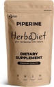Herbadiet Piperine 95% Powder ← Black Pepper Extract Powder 95% por Hplc ¦ Bioavailability Enhancer, Boosts Nutrients Uptake under Gluten Free, Non-GMO Bulk Supplement (0.35 oz / 10 gm)