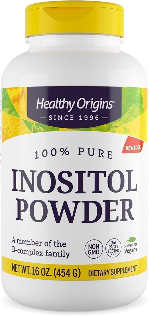 Orígenes saludables Inositol Powder, 454 g - para la piel, el cabello &amp; salud de uñas - Vitamina B8 Suplemento de polvo - Parte de la familia Complejo B - Vegan, No GMO &amp; Suplemento libre de gluten - 16 Oz