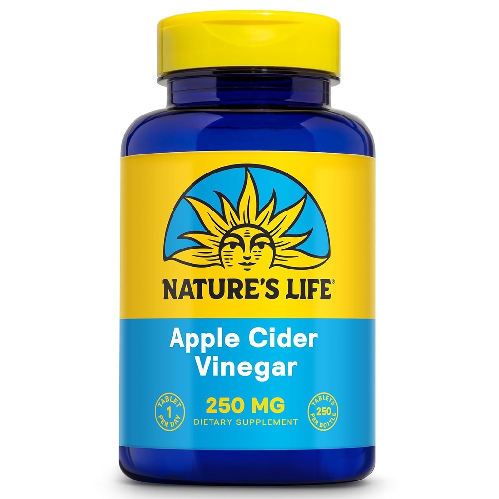 Vida de la naturaleza Vinagre de manzana 250mg Silencioso con 87 mg Ácido Acético (250 VegCaps)