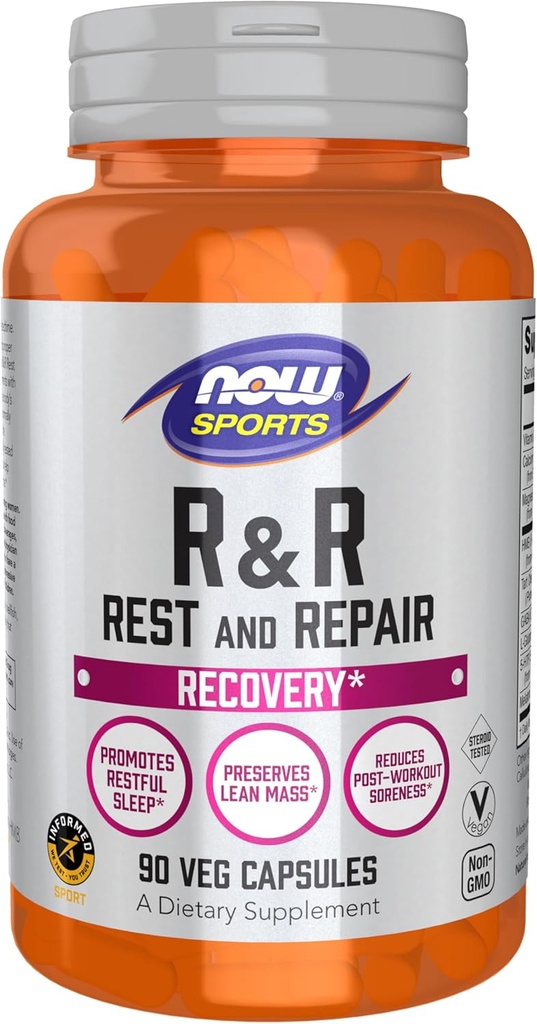 AHORA Alimentos Deportes Nutrición, Resto y Reparación, Recuperación*, Promueve el descanso*, Preserva la Misa de Lean, Reduce la Soreness Post-Workout*, Vegan, NGMO, 90 Veg Capsules
