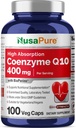 NusaPure CoQ10 400mg 100 Veggie Caps (Vegan, Non-GMO) Coenzyme Q10 Suplemento, Antioxidante COQ-10 Enzyme, Coq 10