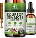 (2 Pack) Orgánica Soursop Graviola con gotas líquidas Moss Mar, Soursop Bitters Líquido rico en multivitamina para el antioxidante natural, Immune Boost, Cell Support & regeneración, Pineapple Flavor