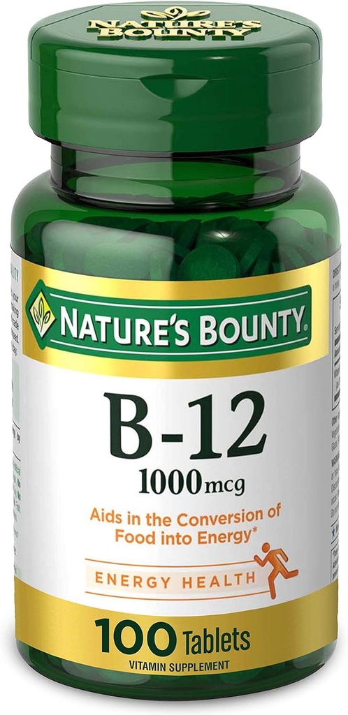 La vitamina B12 de la naturaleza, apoya el metabolismo energético, 1000 mcg, 100 cuenta.