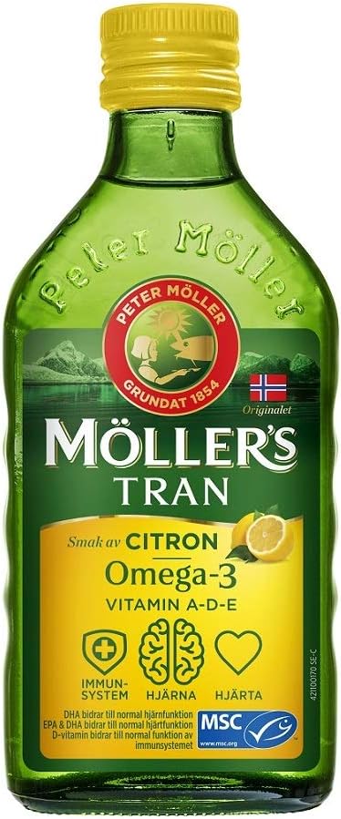 Möllers Tran Cod Liver Oil 250 ml/ 8.45 fl oz ← Citron Flavor Silencio Omega-3 Silencio Fish Liver Oil