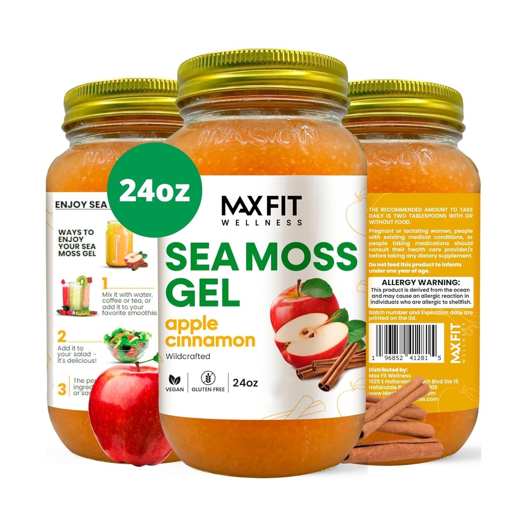 Sea Moss Gel Raw (12 Sabores) 24oz Wildсrafted Gold Sea Moss Gel de Santa Lucía ← 92 Vitaminas y Minerales  Pure Raw+No-GMO ← Vegan Superfood