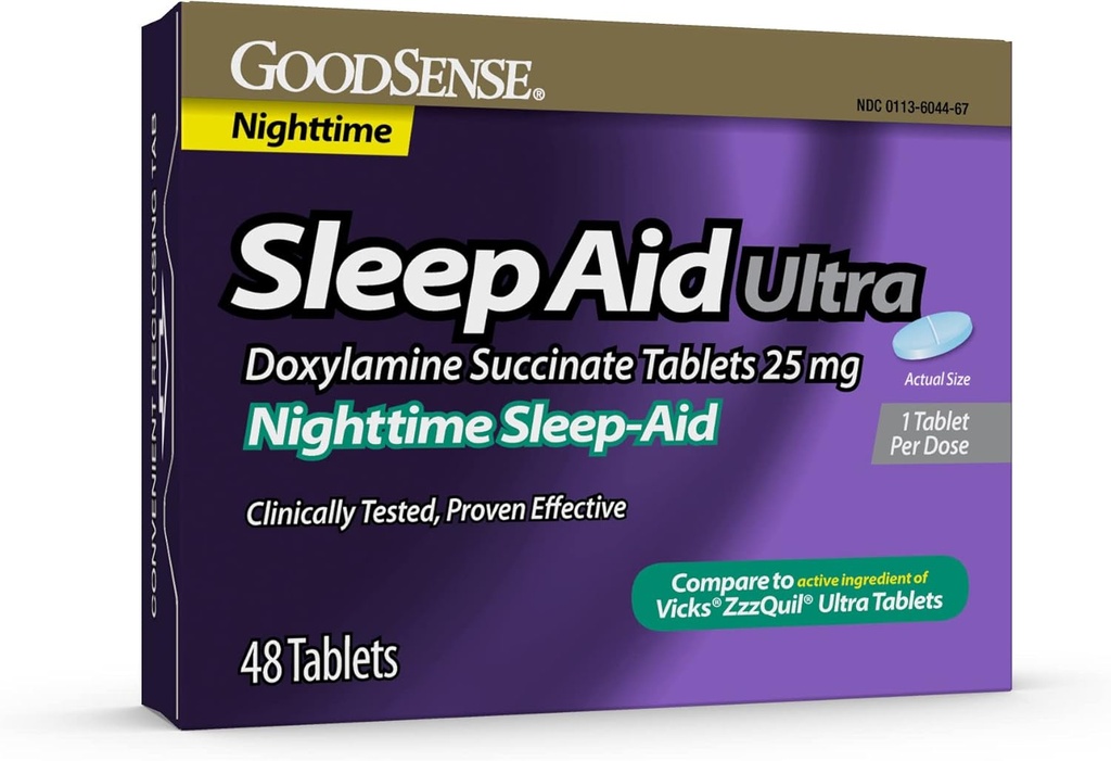 GoodSense Nighttime Sleep-Aid Ultra Tablets, Doxylamine Succinate 25 mg, 48 Cuenta