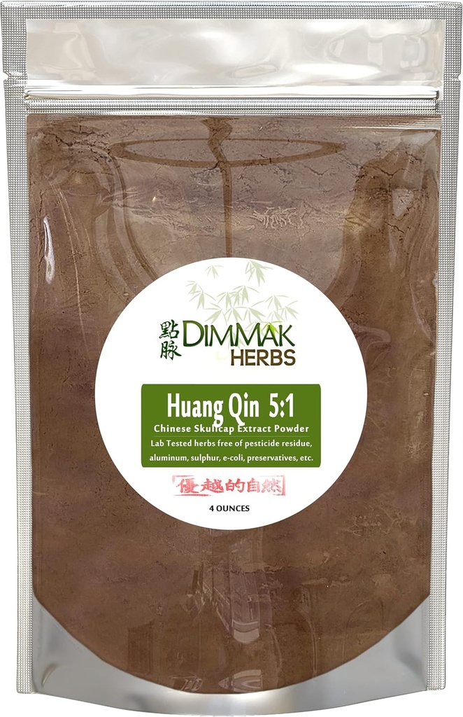 Dimmak Herbs Orgánica Scutellaria Baicalensis Chino Skullcap Root (Huang Qin) 5:1 Extracto Powder ¦ Lab Tested Premium China Herb Radix Scutellariae Powder en Potent Extract Form - 4oz (112g)