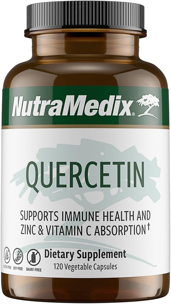 NutraMedix Quercetin - Quercetin 500mg cápsulas - Antioxidante &amp; Immune suplemento de apoyo para la salud del corazón - Ayudas en la absorción Zinc &amp; Vitamina C (120 cápsulas vegetarianas)