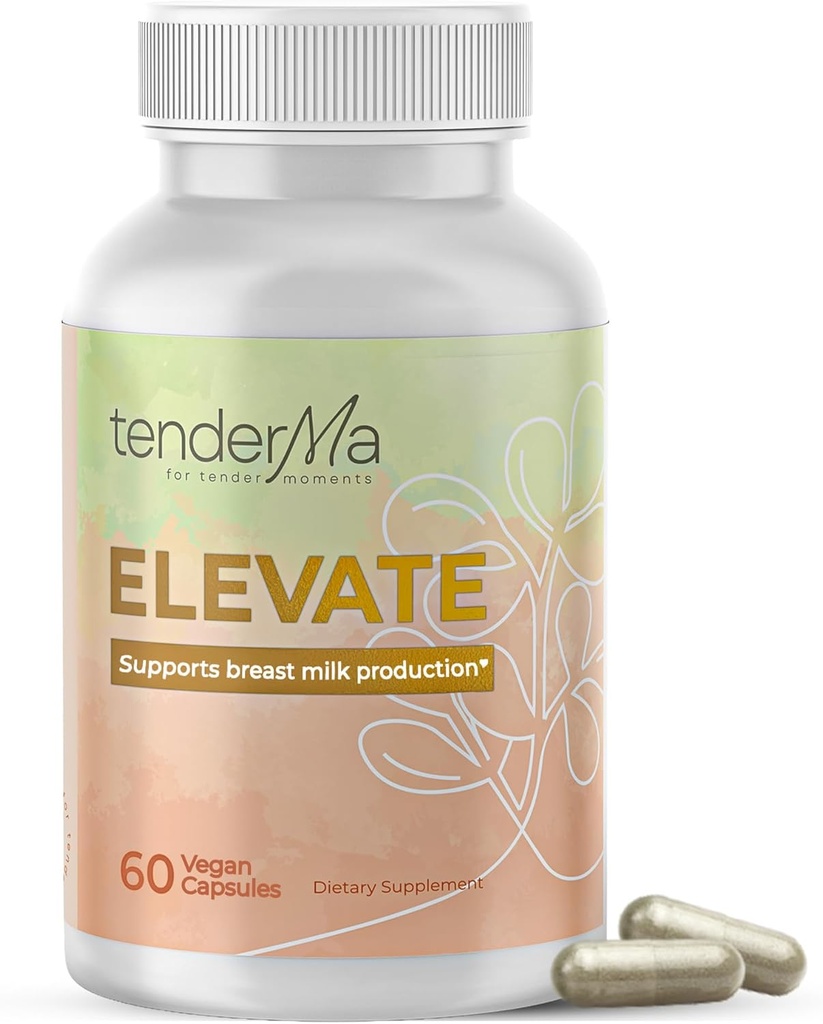 Elevate Lactation Supplement Silencio Natural Lactation Support for Breastfeeding Mothers ← Breast Milk Supply Incrementar el apoyo a Fenugreek, Moringa, Alfalfa &amp; More ← Vegan, Non-GMO, 60 cápsulas
