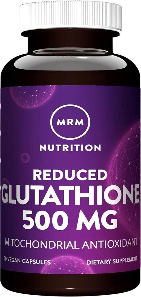 MRM Nutrición Reducida Glutathione 500mg ← Liver Health ← Mitocondrial Antioxidante Silencio Forma reducida de Glutathione ← Vegan + Gluten-Free 60 Servings