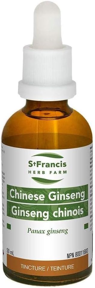 St Francis Herb Farm - Chinese Ginseng (Panax ginseng, root) Certified Organic Herbal Tincture Extract – tradicionalmente utilizado en la medicina herbal como terapia de apoyo para la promoción de la salud