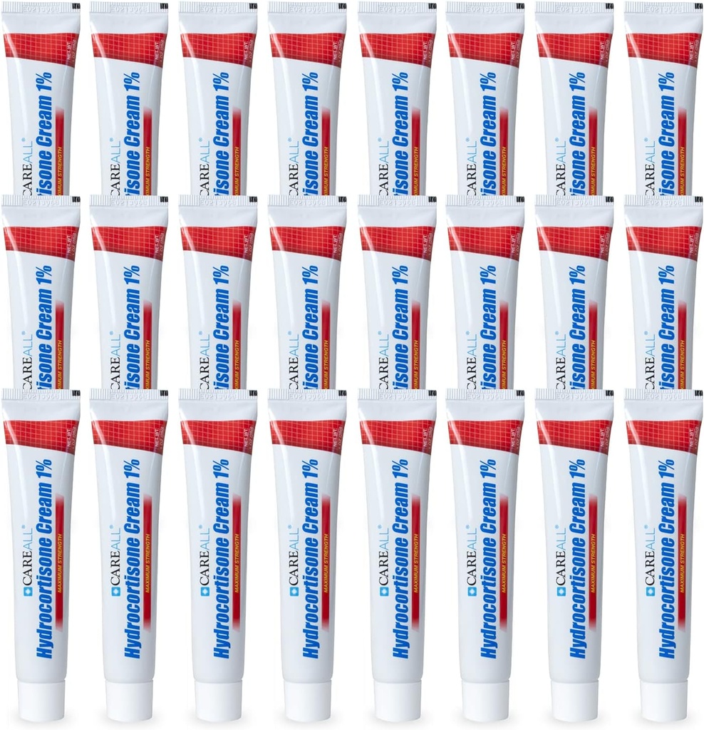 CareAll Hydrocortisone 1%, 1oz Tube (Pack of 24), Crema Anti-Itch de máxima fuerza, Alivio de picazón y enrojecimiento de Bites de Bug, Eczema, Psoriasis, Poison Ivy, Oak y Sumac