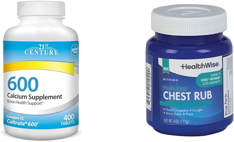 21st Century Calcium 600mg Tablets 400 Conde " HealthWise Medicated Chest Rub 4oz Cough Suppressant