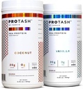 Pack de 2 Ø Vegan Protein Powder por TASHIE, 20g Pea Protein para Hombres y Mujeres, No GMO, Zero Sugar, Contiene Probiótico &amp; HMB (Vanilla & Coconut)
