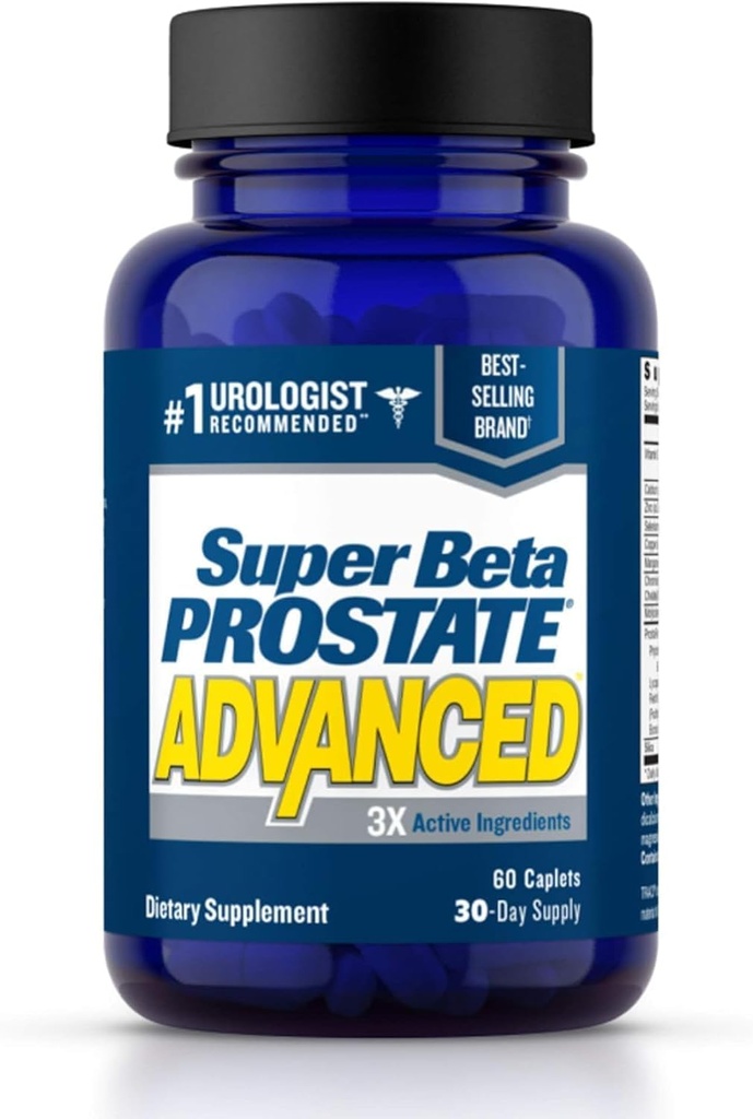 Super Beta Prostate Advanced Prostate Suplemento de Prostata para Hombres – Reducir los Viajes de Baño, Promover el sueño, apoyar la salud urinaria &amp; Vacío Emptying. Beta Sitosterol no vio Palmetto. (60 cápsulas, 1 botella)