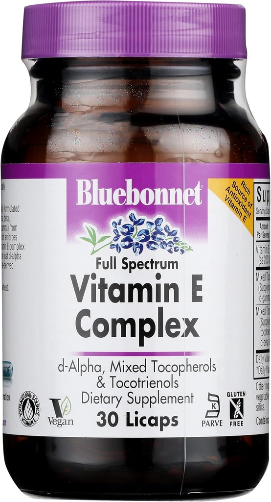 BlueBonnet Full Spectrum Natural Vitamin E Complex Liquid Capsules, 30 Count (743715006003)