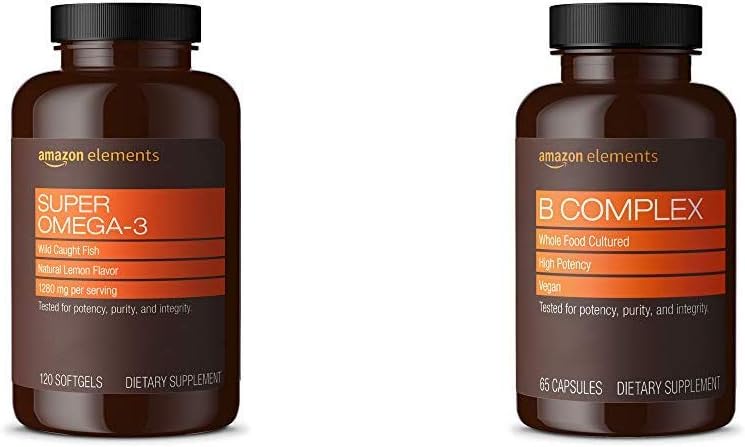 Elementos Super Omega-3 (120 Conde) y Elementos B Complejo (65 cápsulas)