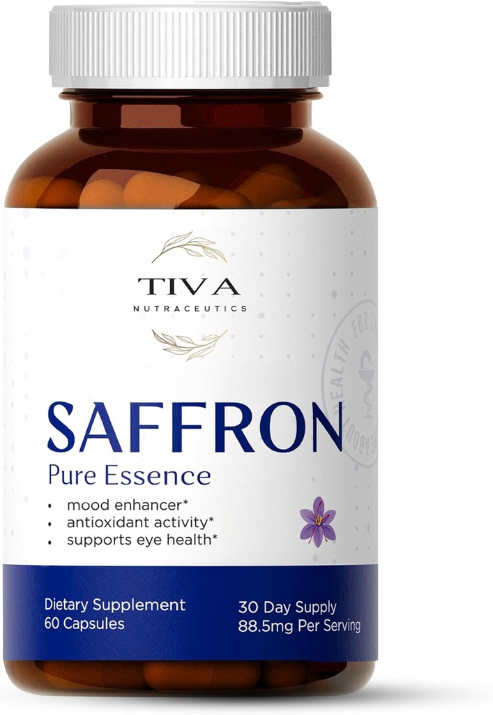 Capsulas de Extracto Puro Saffron – Apoyo Natural para el Mood, Equilibrio Emocional, Visión & Protección Antioxidante – Vegan, No GMO, Tested Lab – 60 cápsulas de base vegetal