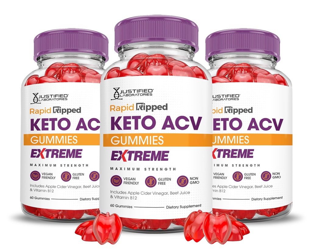 Laboratorios Justificados (3 Pack Rapid Ripped Keto ACV Gummies Extreme 2000MG Rapidripped Keto Gummies Apple Sider Vinegar Formulado con Powder Pomegranate Beet Juice B12 Vegan Non GMO 180 Gummys