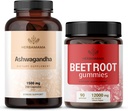 HerBAMAMA Ashwagandha y Beet Root Kit - Bundle of 1500 mg Ashwagandha Root Capsules & 1500 mg Beet Root Gummies - Vegan, Non-GMO, Gelatin-Free - 2 Pack