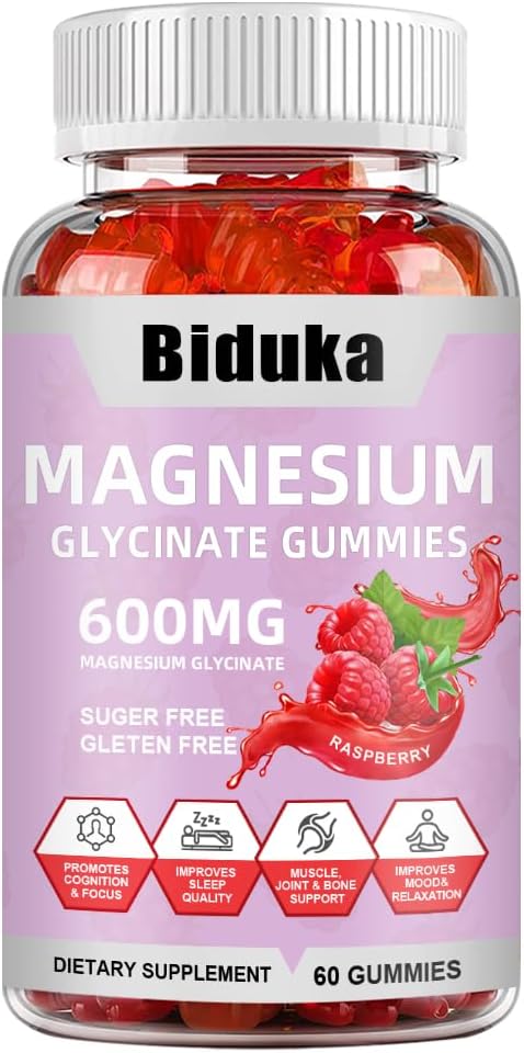 900(600+300) mg Magnesium Glycinate Gummies, L-threonate, Calcio, Sodio, Vitamina K, D, B6, Vegan, 60 Condes