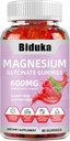 900(600+300) mg Magnesium Glycinate Gummies, L-threonate, Calcio, Sodio, Vitamina K, D, B6, Vegan, 60 Condes