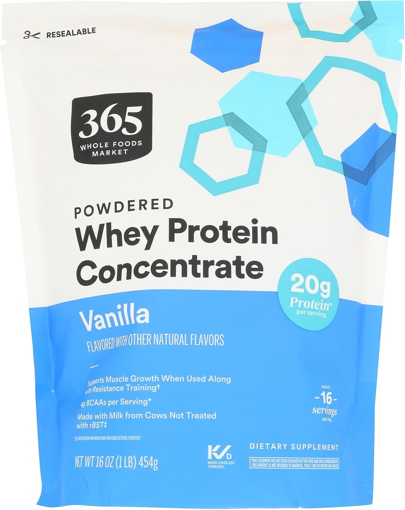 365 by Whole Foods Market, Whey Protein Concentrate, Vanilla, 16 Ounce