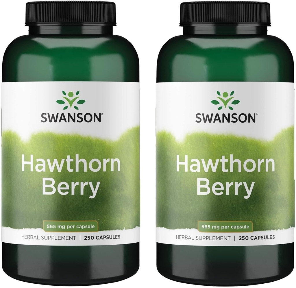 Swanson Hawthorn Berry Suplemento- Flavonoides Antioxidantes (250 cápsulas, 565 mg cada uno) 2 Pack