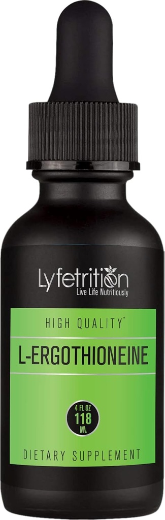 Lyfetrition L-Ergothioneine Liquid Supplement 540 mg, 4 Oz Liquid,220 Servings,Made in USA,Quick Absorption,Quality Potent Ingredients,Third-Party Tested,No-GMO,GMP Certified,Cruelty-Free Products