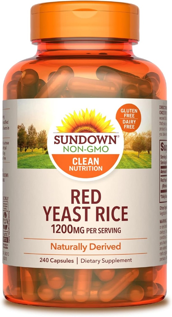 Rice de levadura roja al atardecer 1200 mg, 240 cápsulas