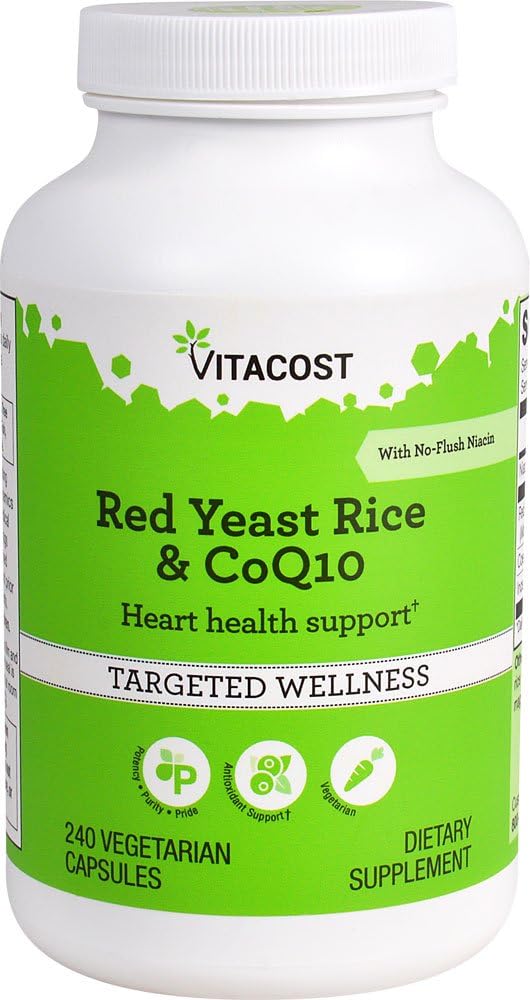 Vitacost Red Yeast Rice &amp; CoQ10 con Niacina No-Flush - 240 cápsulas vegetarianas