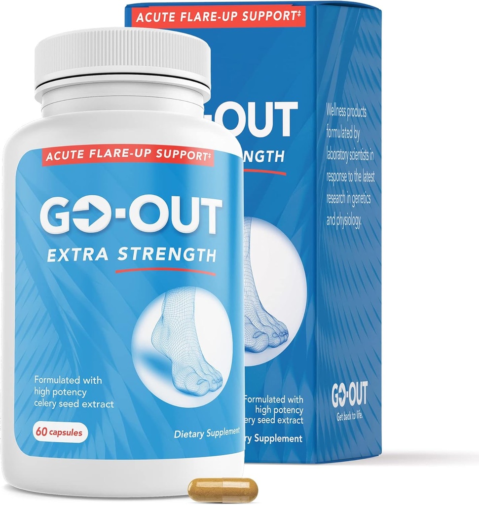 Mt. Angel Vitaminas Salir - Soporte de fuerza adicional - Equilibrio de ácido úrico con cereza de tarta, semilla de celeria, Turmérica - No GMO, libre de gluten - 60 cápsulas