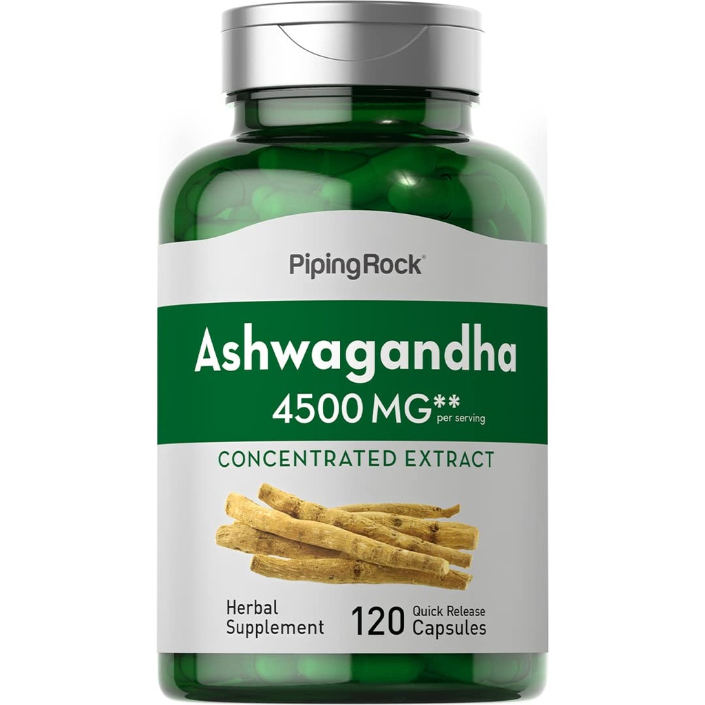Piping Rock Ashwagandha Suplemento Silencio 4500mg Silencio 120 Capsules Silencio para Mujeres y Hombres Silencio Herb Root Extract Silencio con Black Pepper