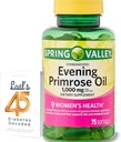 Spring Valley Evening Primrose Oil Women's Health Dietary Supplement Softgels, 1000 mg, 75 Count, Softgels, Evening Primrose Oil Capsules 1000mg Bundle with LualL's 45 Diabetes Decoded