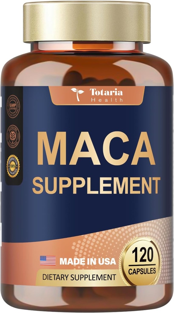 Suplemento Totaria Maca Root, 120 cápsulas Vegan, 60 días de suministro