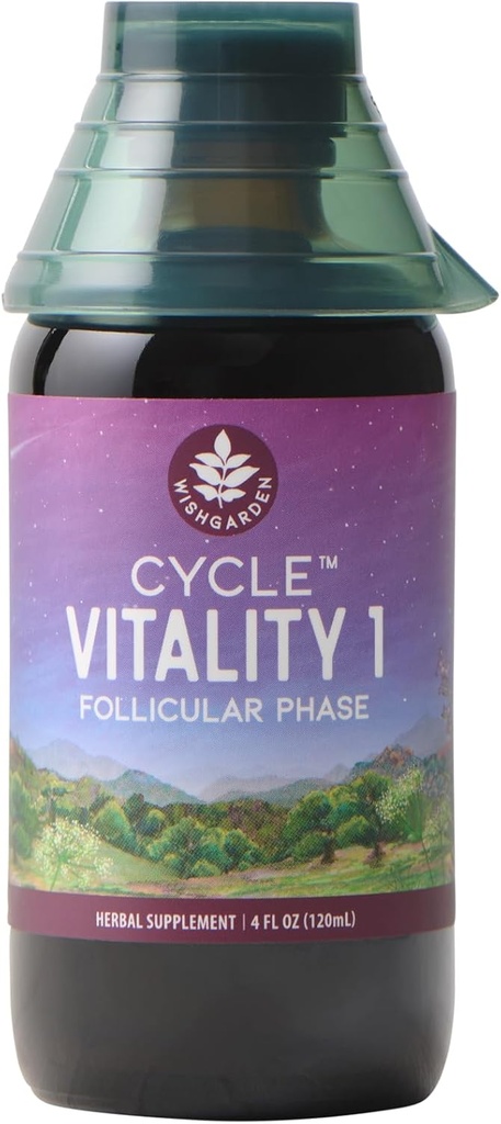 WishGarden Herbs Cycle Vitality I Follicular Phase - Plant-Based Herbal Supplement w/Vitex & Black Cohosh, Supports Optimal Estrogen Levels &amp; encouragess Healthy Menstrual Cycles ' Liver Function, 4oz