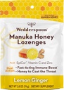 Wedderspoon Manuka Honey Immunity Lozenges, Lemon Ginger, 2.6 Oz (Pack of 1), Genuine New Zealand Honey, Boost Immunity Within Two Hours