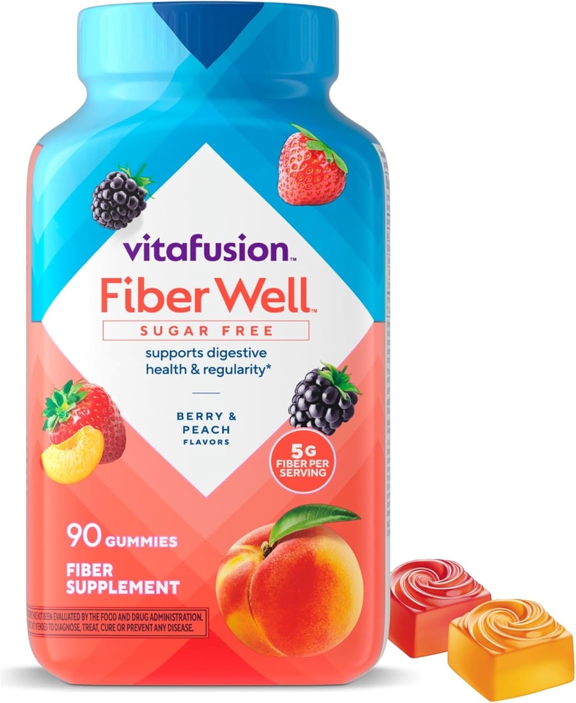 Vitafusion Fiber Well Gummy Vitaminas, 90 Cuenta (Packaging May Vary)