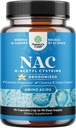 NAC Suplemento N-Acetyl Cysteine con vainilla - Detox N-Acetylcysteine Suplemento para la función respiratoria y de salud pulmonar, Liver " Kidneys Detox " Cleanse - Amino NAC cápsulas para adultos - 90 Ct