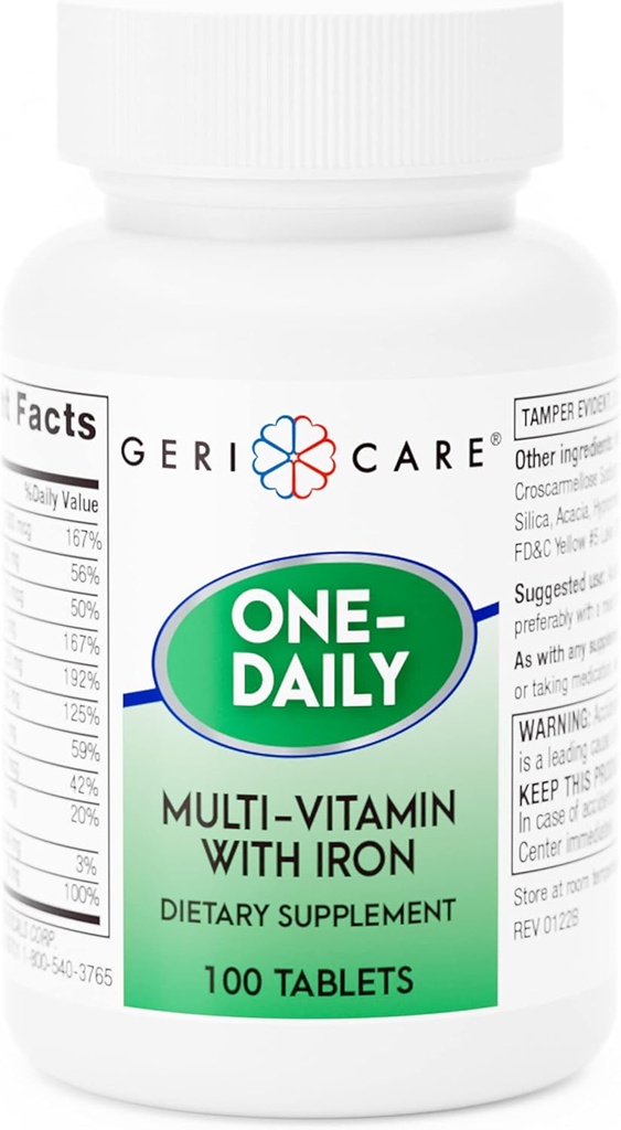 GeriCare Multi-Vitamin de un día con tablas de hierro,100 Cuenta (Pack of 1)