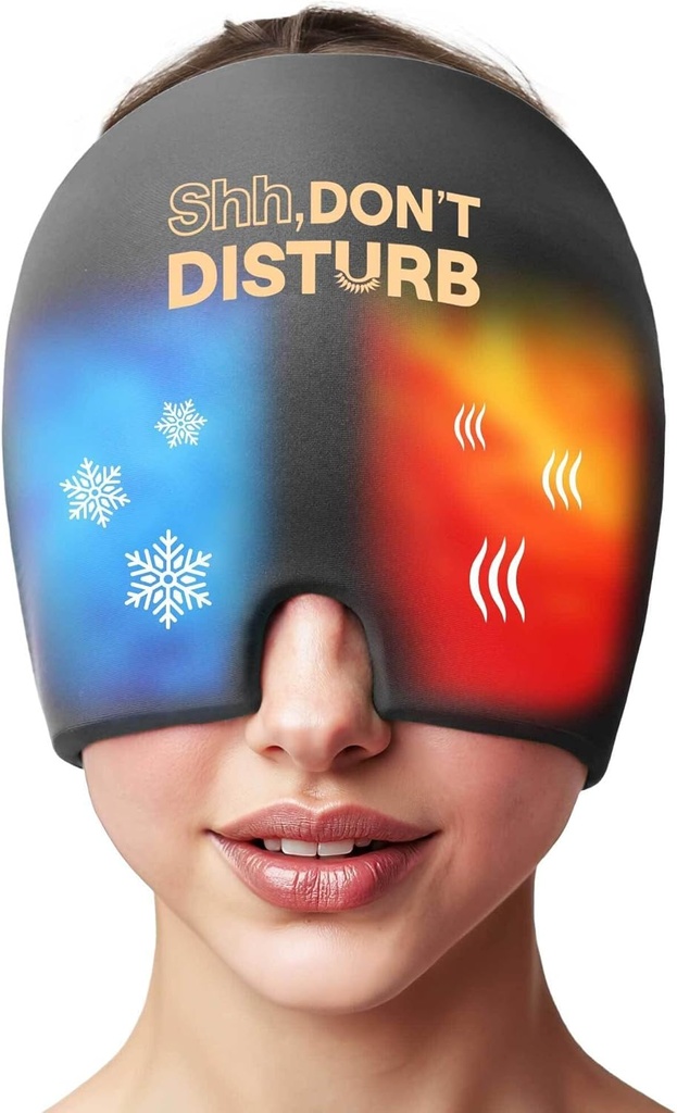 Migraine Relief Cold Cap – Reusable Gel Ice Pack Head Wrap for Headaches, Puffy Eyes, Sinus Pressure, Hangover – 360° Compression Migraine Hat for Women & Men – Cooling Cap for Tension & Stress Relief