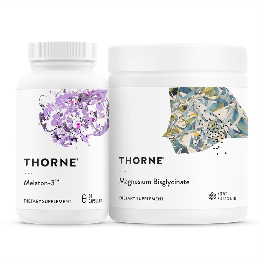 THORNE - Sleep Support Duo - Magnesium Bisglycinate Powder + Melaton-3 para el descanso - 60 Servings
