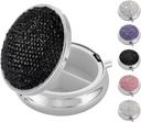 Bling Cute Small Pill Box, Rhinestone Pill Case for Women Girls Fish Oils Vitaminas Medicina, Metal Portable Pill Case Organizer for Purse, Pocket, Travel (Bling Black)