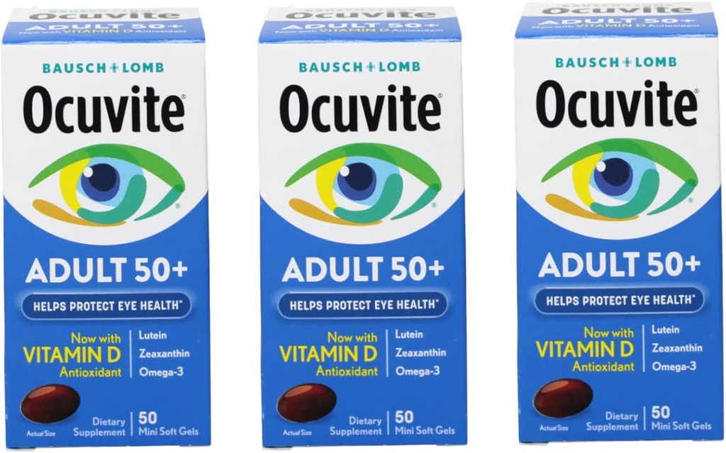 Ocuvite (Pack of 3) Vitamina Ojo Adulto 50+ Fórmula, 150 Gels Soft Total