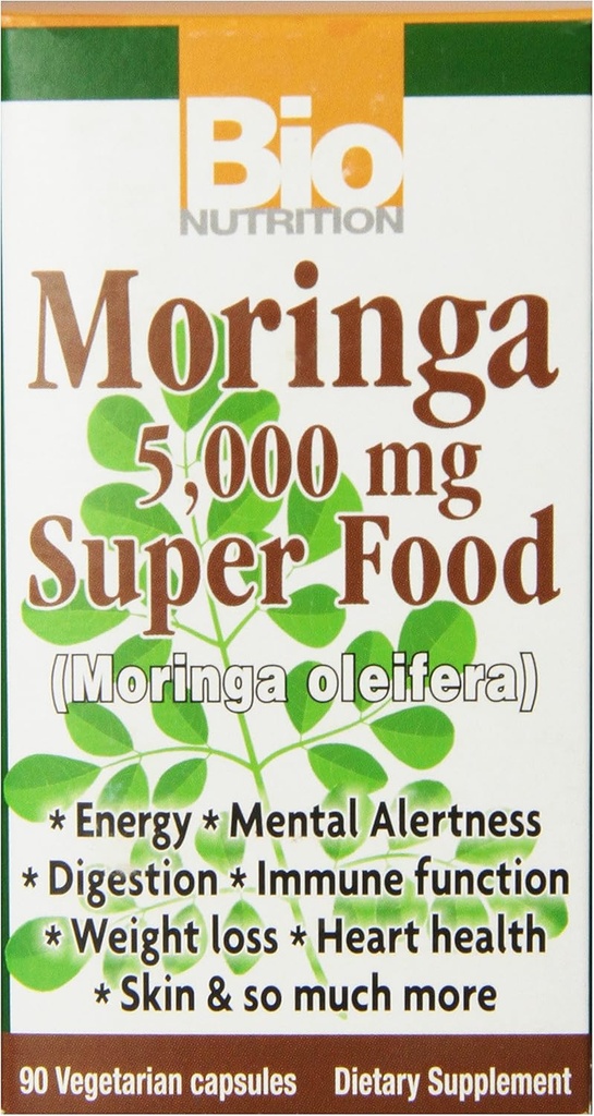 Bio Nutrición Moringa Oleifera Superfood Suplemento 5000mg 90 Capsules Vegetarianos Silencio Nutrient Dense Silencio Alto en Antioxidantes
